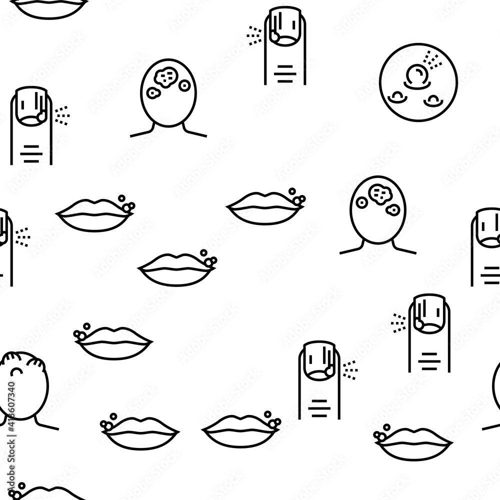 Skin Disease Symptom Vector Seamless Pattern Thin Line Illustration ...