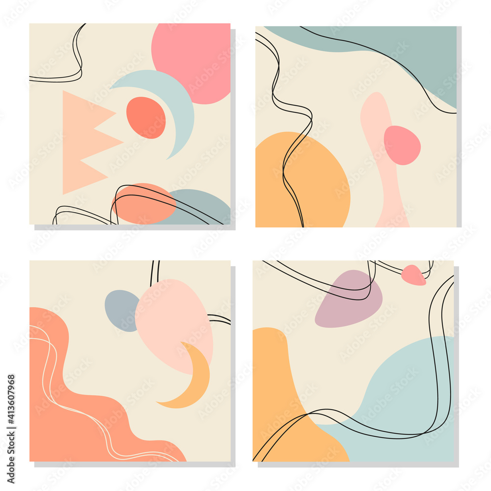 Modern Trendy Banners. Collection of cool vintage covers. Abstract shapes compositions banner set. Vector