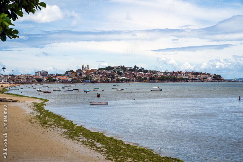 View of Ribeira Beach in Salvador, Bahia. In the background, you can see the Senhor do Bonfim Church. View of Ribeira Beach in Salvador, Bahia. In the background, you can see the Senhor do Bonfim Church.