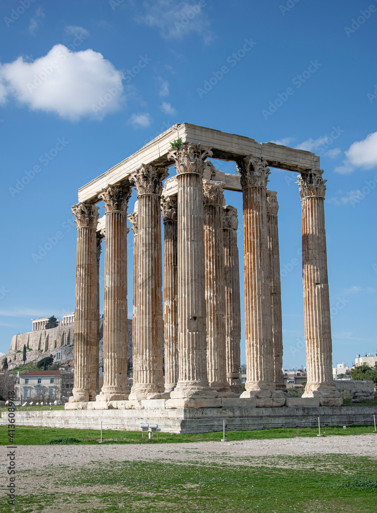 Classic building with columns from ancient Greece in Athens