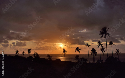 Sunset view on a beach in Mombasa, Kenya