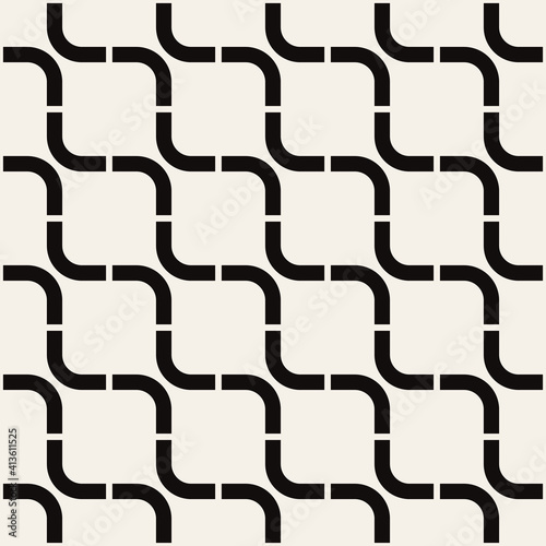 Vector seamless pattern. Repeating wavy texture. Monochrome background with diagonal simple geomenty.