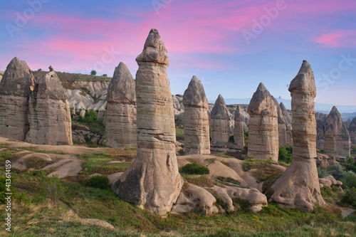Unique geological formations in Cappadocia, Central Anatolia, Turkey. Nevsehir, Goreme National Park