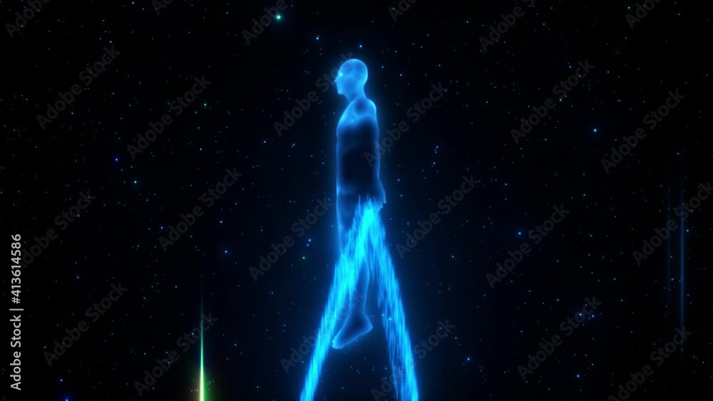 Blue Flying SpaceMan Abstract VJ Loop Motion Graphic Background