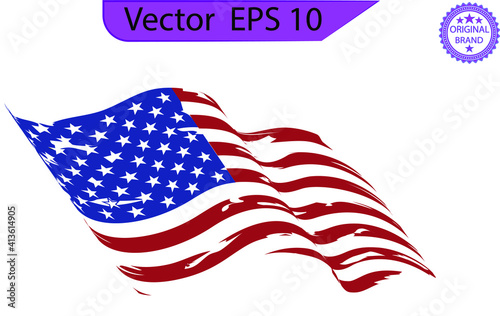 Waving flag of the United States of America. Waving USA Flag. American Flag Flowing. National symbol, army, military and veterans flag. transparent background.