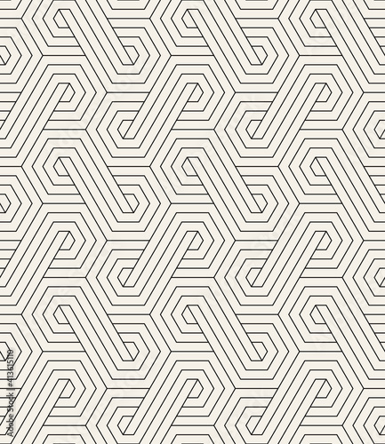 Vector seamless pattern. Modern stylish texture. Repeating geometric tiles with linear grid. Thin monochrome trellis. Trendy graphic design. Can be used as swatch for illustrator.