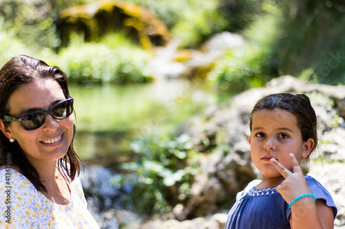 portrait of woman and girl next to a river, in bogarra albacete photo
