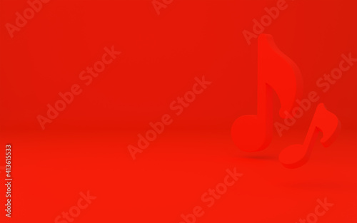 Music Note icon isolated on red background. Minimalism concept. 3d illustration