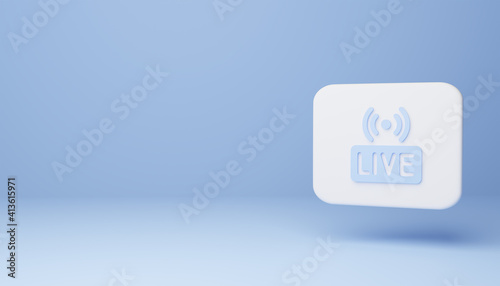 Live  icon isolated on blue background. Minimalism concept. 3d illustration