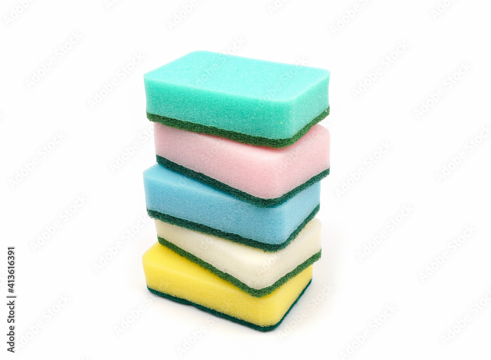 Colorful sponges isolated on white background. Colorful sponges isolated on white background.