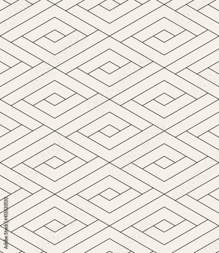 Vector seamless pattern. Modern stylish texture. Repeating geometric tiles. Linear grid with striped diamonds.