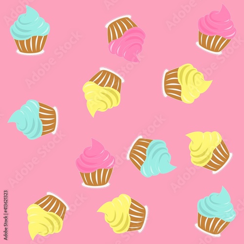 Illustration vector muffin with stars and background for fashion design