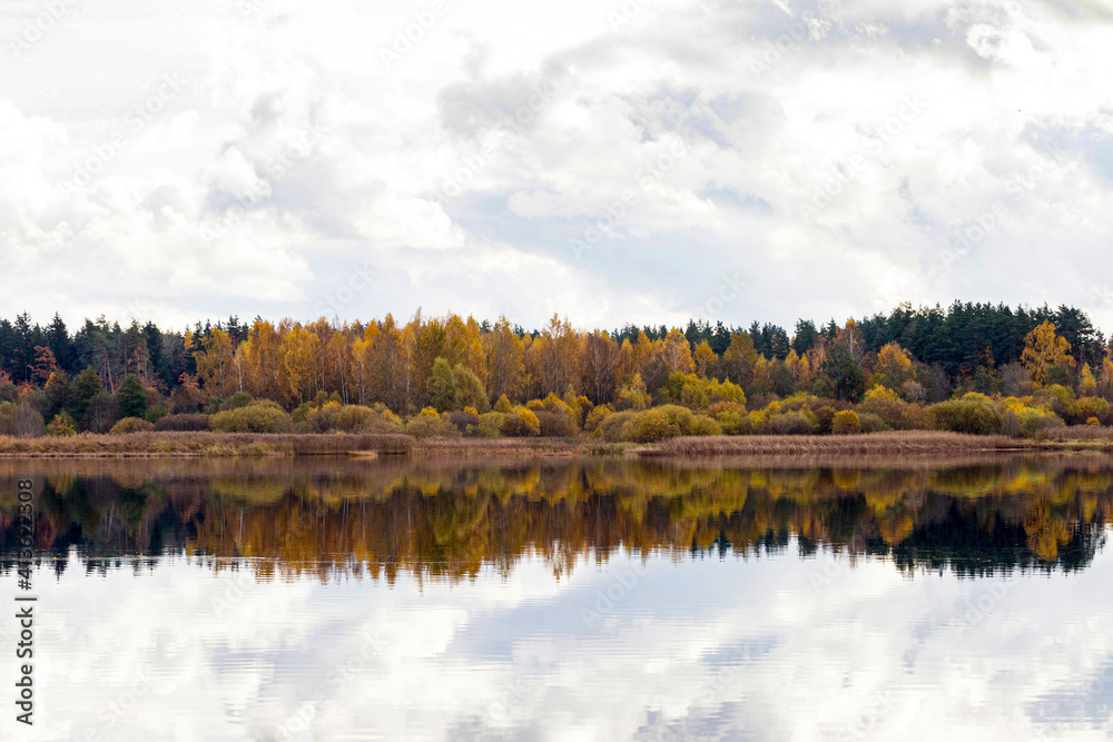 autumn landscape with river Daugava, Latvia