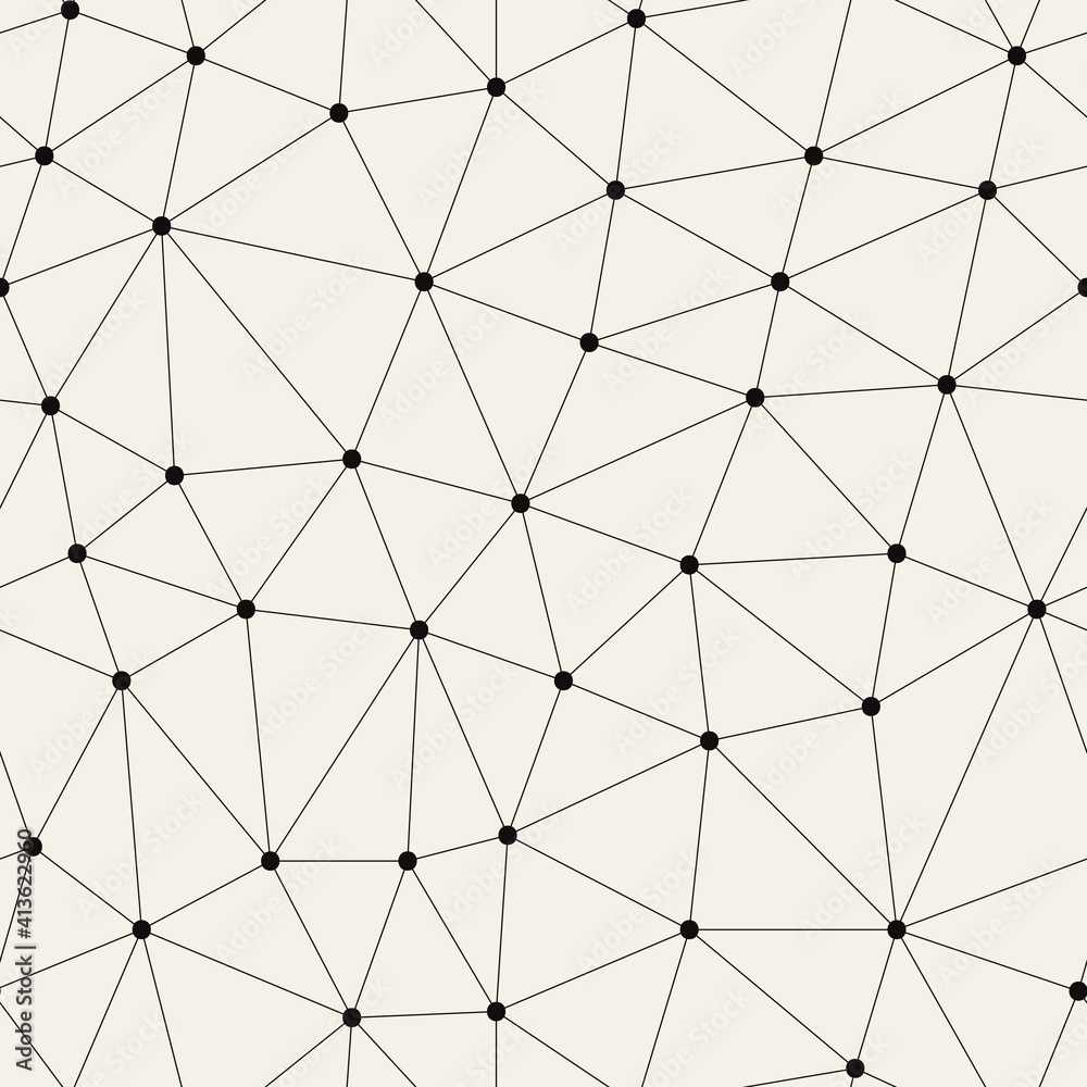 Fototapeta premium Vector seamless pattern. Irregular abstract linear grid. Graphical hand drawn background. Reticulated monochrome texture. Hipster modern print. Contemporary graphic design