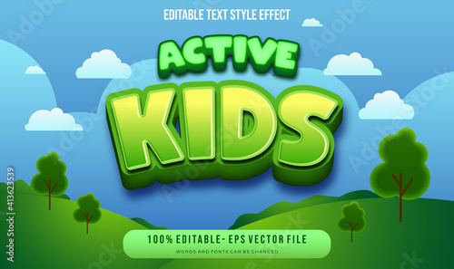 kids theme text style.  Vector editable text style effect.