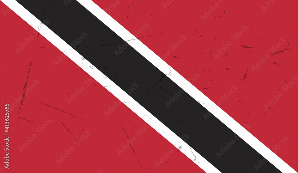 Fototapeta premium Trinidad and Tobago vector grunge flag isolated on white background.