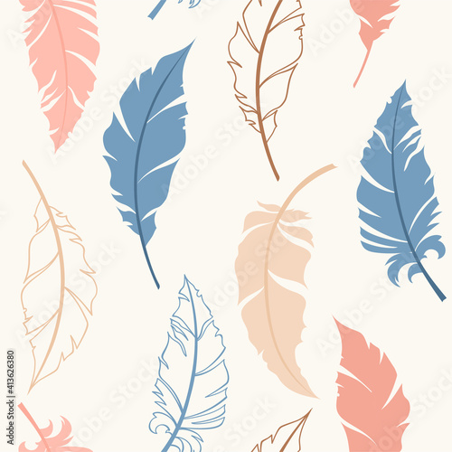 Seamless feather pattern in scandinavian style