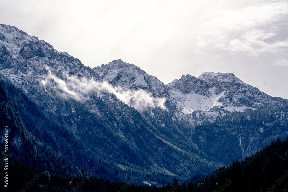 Snow-capped peaks in the Alps. Beautiful views