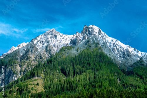 Snow-capped peaks in the Alps. Beautiful views