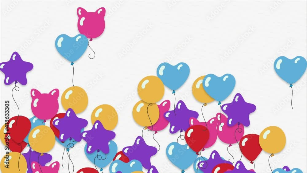 colorful balloons flying create frame on a white background colorful balloons flying create frame on a white background