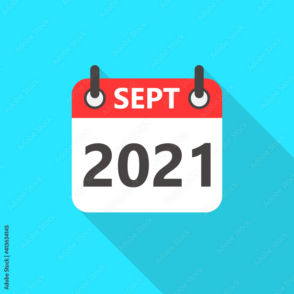 September 2021 Calendar Flat Style Icon Long Shadow. September 2021 Business Calendar Planner Flat Vector Icon. Vector Illustration September 2021 Calendar Flat Style Icon Long Shadow. September 2021 Business Calendar Planner Flat Vector Icon. Vector Illustration