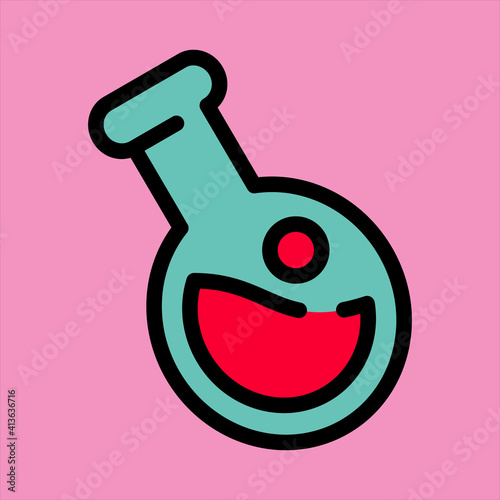 a vector illustration of science glass, education school icon, filled outline icon, colored icon.