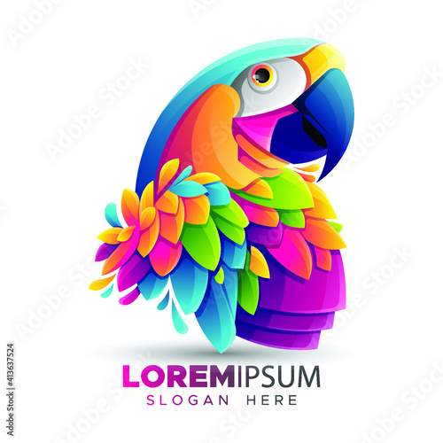 Premium Colorful Parrot Logo Template
