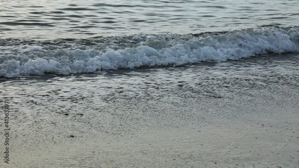 海の波 夕日 砂浜 スロー 海の波 夕日 砂浜 スロー
