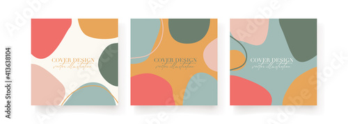 Creative square cover design vector for social media posts, story and photos with natural pastel colours and stone shape. Template for wedding invitation, save the date
