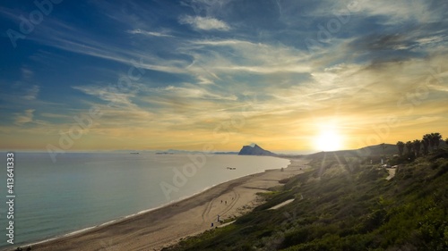 sunset over the rock of gibraltar photo