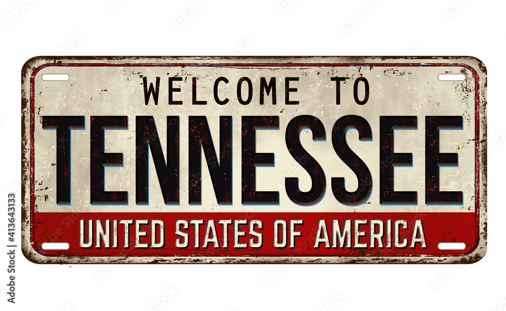 Fototapeta premium Welcome to Tennessee vintage rusty metal plate