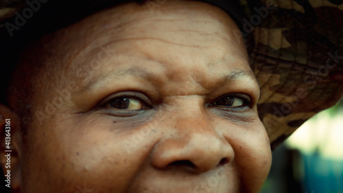 Elderly african american woman with deep gaze