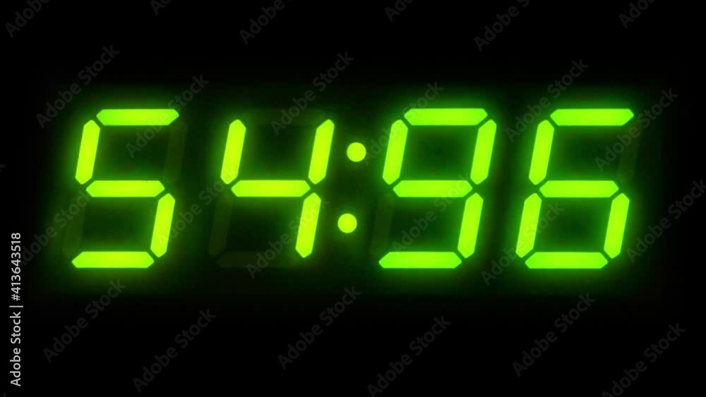 One Minute Digital Countdown Clock Green One Minute Digital Countdown Clock Green