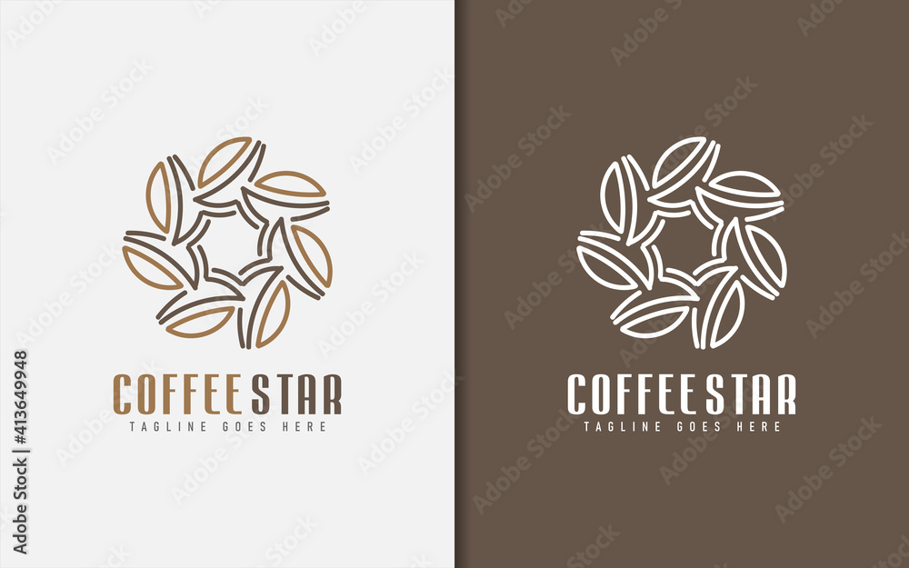 Coffee Star Logo . Creative Symbol Design Based Creative Geometric Lines. Vector Logo Illustration.