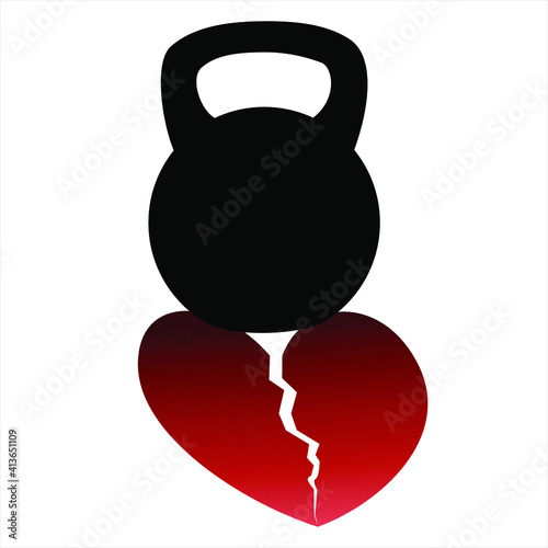 The weight lies on the heart. The concept of eating junk food, weight loss.