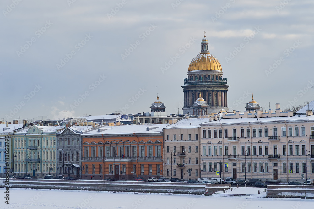 Isaakievskii cathedral in winter in Saint-Petersburg, Russia