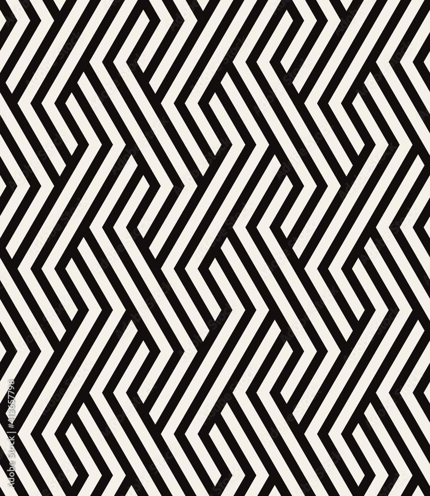 Vector seamless pattern. Modern stylish texture. Repeating geometric tiles with bold striped hexagons. Monochrome hexagonal trellis. Trendy graphic design. Can be used as swatch for illustrator.