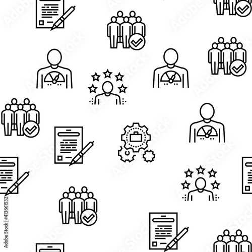 Business Ethics Moral Vector Seamless Pattern Thin Line Illustration