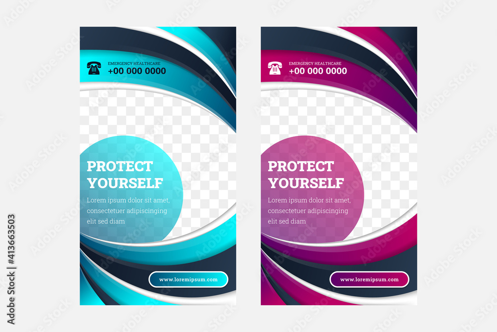 Set of abstract geometric banner template for healthcare concept ...