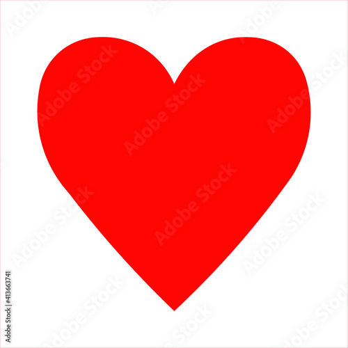Red heart design icon flat. Vector illustration
