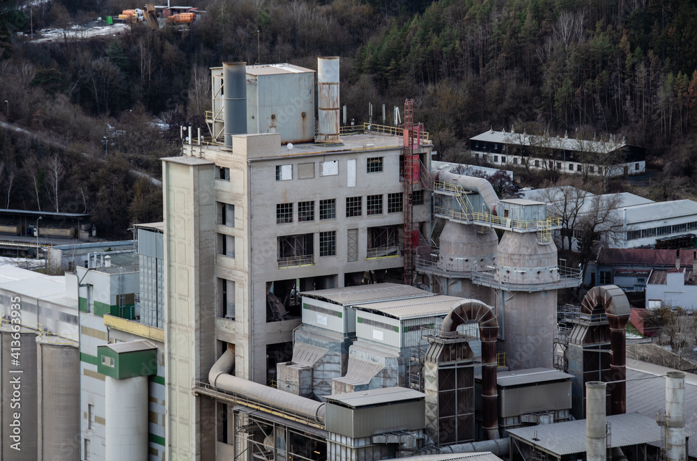 Obraz premium Detail view of Radotin cement plant in Prague