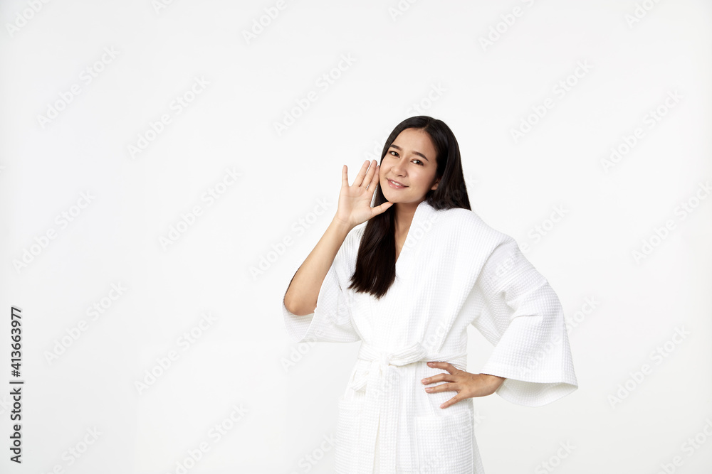 Young Asian woman wearing a bathrobe Young Asian woman wearing a bathrobe