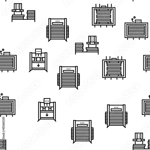 Plywood Production Vector Seamless Pattern Thin Line Illustration