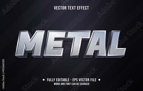 Editable text effect - metal chrome grey gradient color style