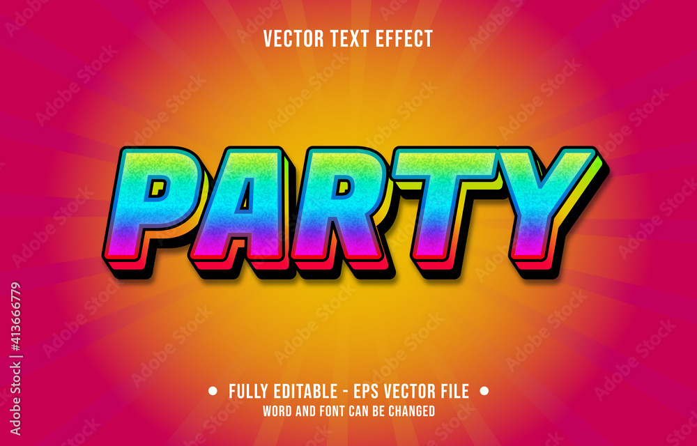 Editable text effect - colorful party gradient color style