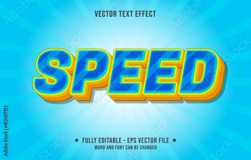 Editable text effect - speed blue and yellow gradient color style