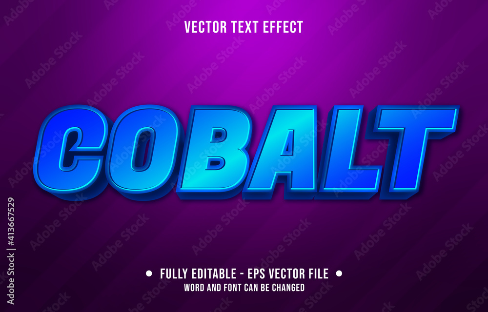 Editable text effect - blue cobalt gradient color style