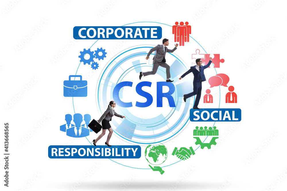 Concept of CSR - corporate social responsibility with businessma