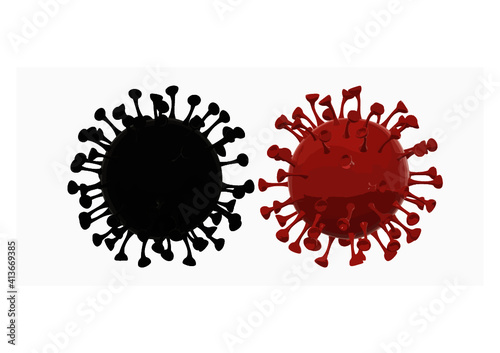 Coronavirus abstract render, mutant variant splitting and floating, COVID 19 virus 