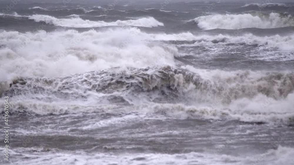 Intense sea storm waves crushing in slow motion Intense sea storm waves crushing in slow motion